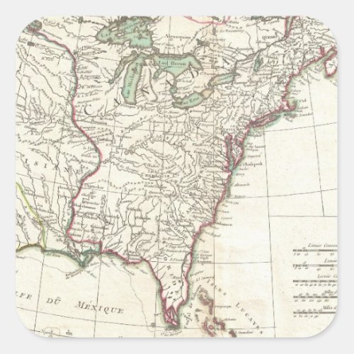 Thirteen Colonies Vintage Map 1776 Square Sticker