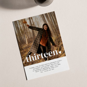Thirteen Heart Photo Birthday Invitation