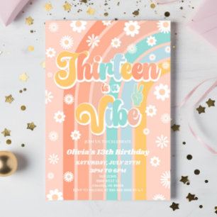 Thirteen Is A Vibe Daisy 13th Birthday Party Invitation