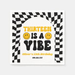 Thirteen Is A Vibe Retro 13th Birthday Party Napkins