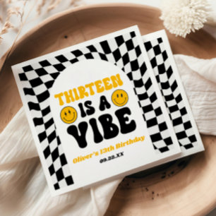 Thirteen Is A Vibe Retro 13th Birthday Party Napkins