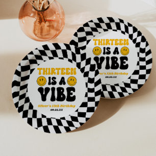 Thirteen Is A Vibe Retro 13th Birthday Party Paper Plates