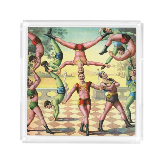 Thirteen Men Doing Acrobatics Acrylic Tray (Front)