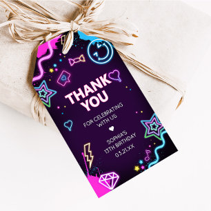 Thirteen Neon Teenager Birthday Party Favor Tags