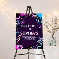 Thirteen Neon Teenager Birthday Party Welcome Sign