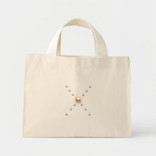 Thirteen Skulls Eerie Orange Sunburst Cross Mini Tote Bag