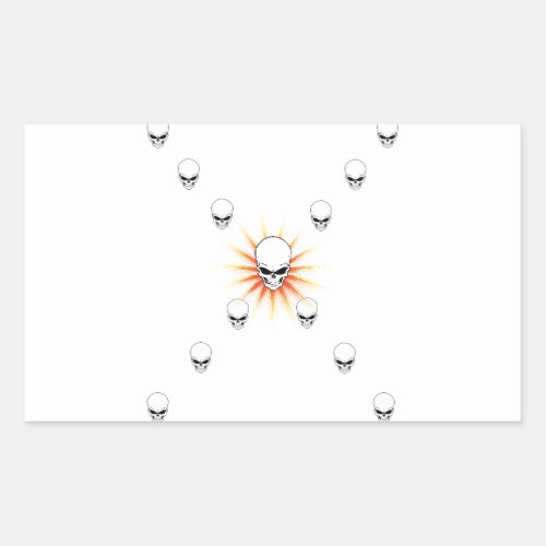 Thirteen Skulls Eerie Orange Sunburst Cross Rectangular Sticker