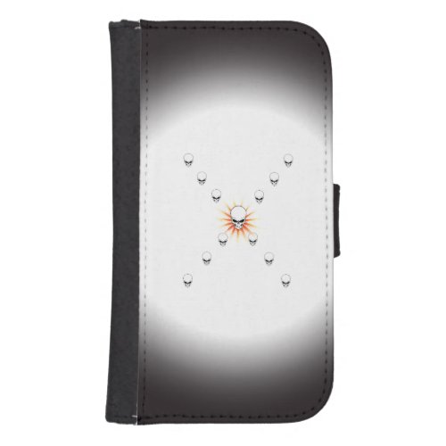 Thirteen Skulls Eerie Orange Sunburst Cross Phone Wallet