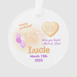 Thirteen Teenager Round 13th Birthday Girl Ornament