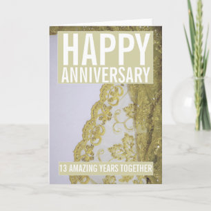 Thirteenth Wedding Anniversary Lace Greeting Card