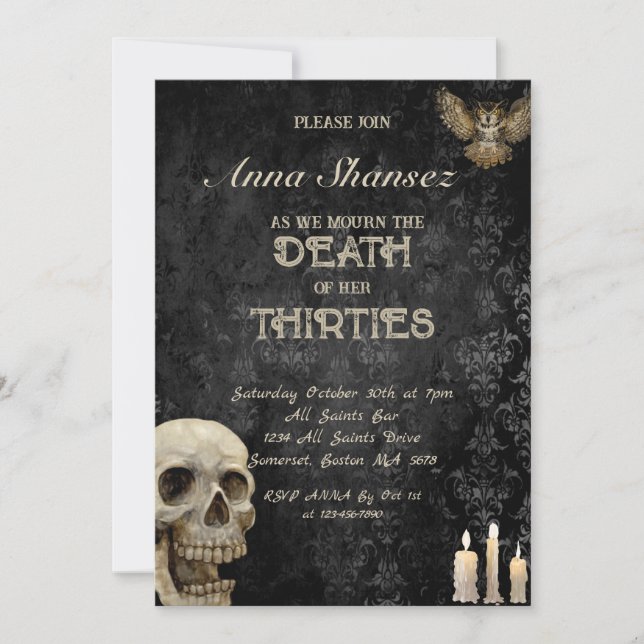 Thirties Halloween 30th,40th Birthday Party Invitation (Front)