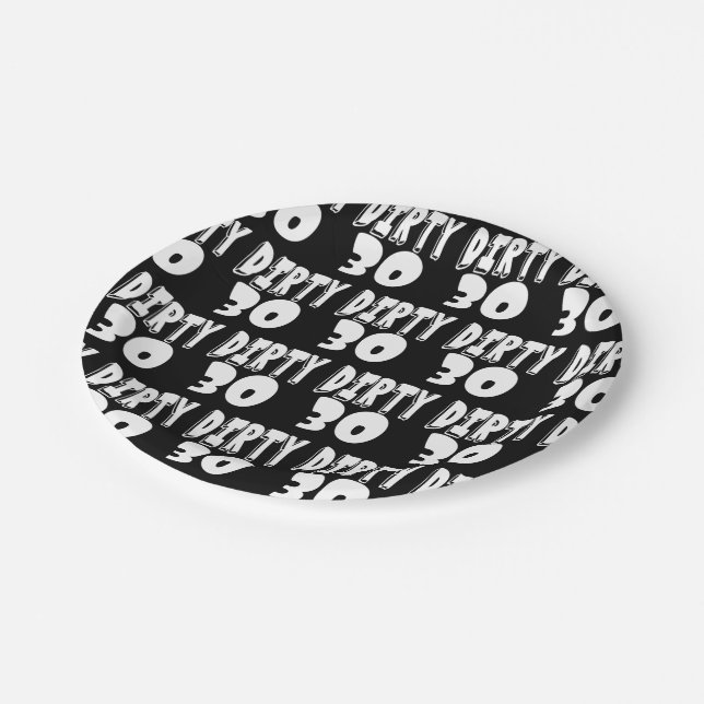 Thirtieth Birthday Dirty Thirty 30th Paper Plates (Angled)