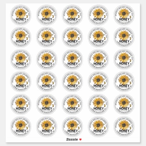 Thirty 2 Honey Sunflower Waterproof Mason Labels