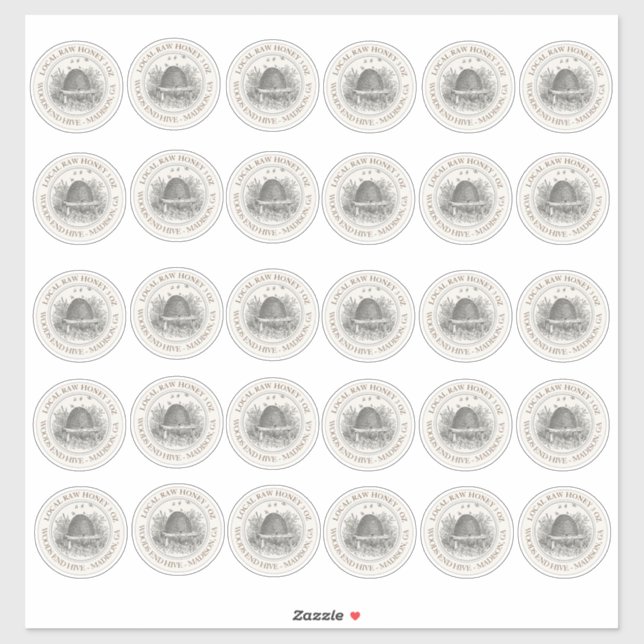 Thirty 2-inch Vinyl LOCAL HONEY mini jar LABELS  (Sheet)