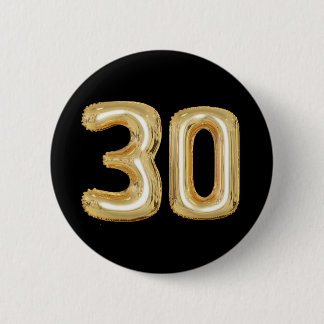 Thirty 30th birthday button gold foil balloons