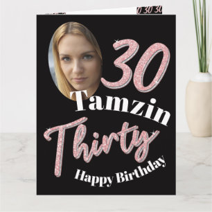 Thirty 30th Birthday photo rose pink daughter Card