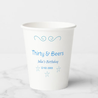 thirty and beers blue star spanish birthday name paper cups