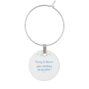 thirty and beers blue star spanish birthday name wine charm