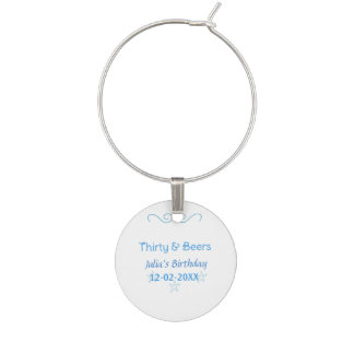 thirty and beers blue star spanish birthday name wine charm
