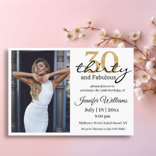 thirty and fabulous ,30th birthday party photo invitation