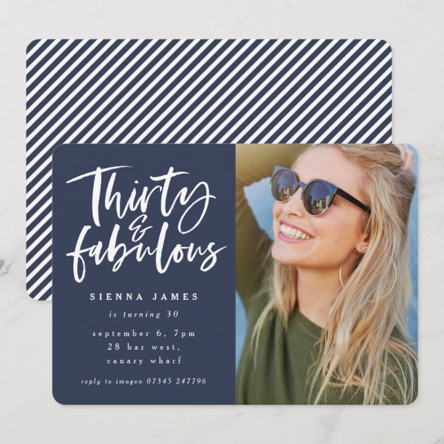 thirty and fabulous birthday party photo invite (Front/Back)