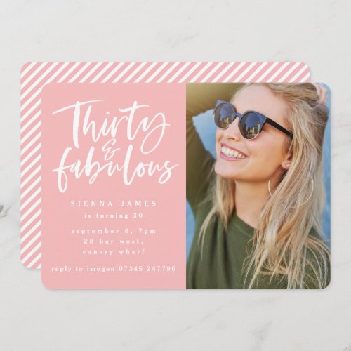 thirty and fabulous birthday party photo invite