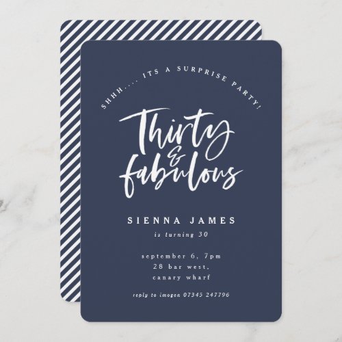 thirty and fabulous surprise birthday party invite