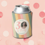 Thirty And Flirty Boho Pink Photo Birthday Party Can Cooler at Zazzle