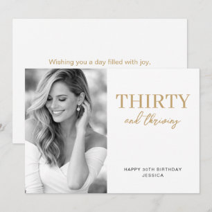 Thirty and Thriving Elegant 30th Birthday Photo Card