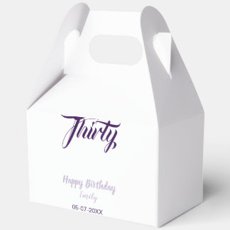 Thirty birthday 30th purple pastel name date styli favor boxes