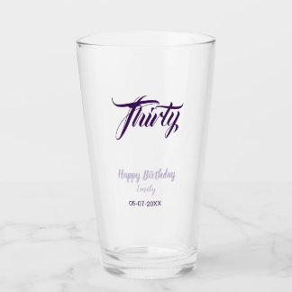 Thirty birthday 30th purple pastel name date styli glass