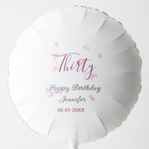 Thirty birthday pink glitter stars black 30th date balloon