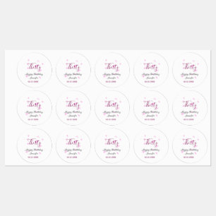 Thirty birthday pink glitter stars black 30th date labels