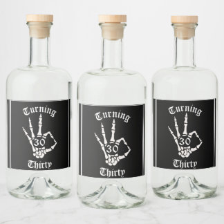 Thirty Birthday - RIP Skeleton Hand Decorations Liquor Bottle Label