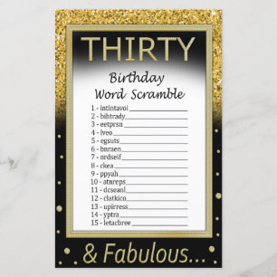 Thirty Birthday Word Scramble Game