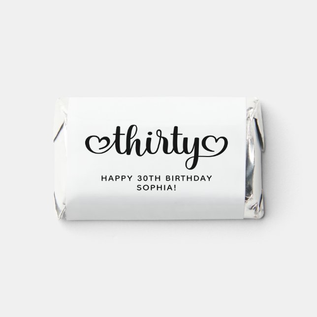 Thirty Cute Hearts Script 30th Birthday Hershey's Miniatures (Front)