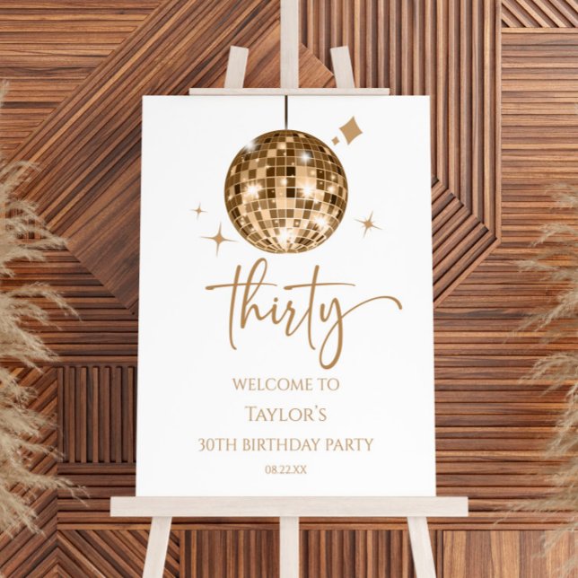 Thirty Disco Ball 30th Birthday Party Welcome Sign (Creator Uploaded)