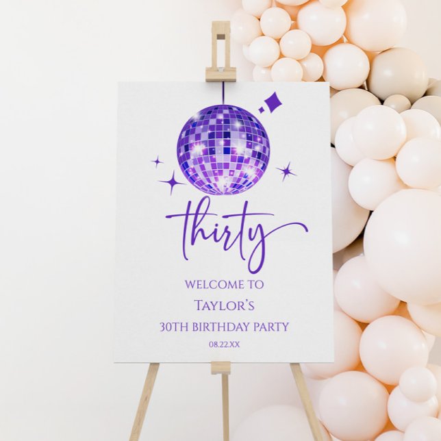 Thirty Disco Ball 30th Birthday Party Welcome Sign (Creator Uploaded)