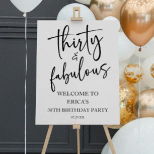 Thirty & Fabulous 30th Birthday Party Welcome Sign