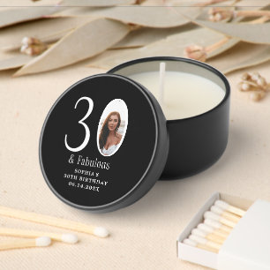Thirty & Fabulous Minimal Photo 30th Birthday Mini Candle Favors
