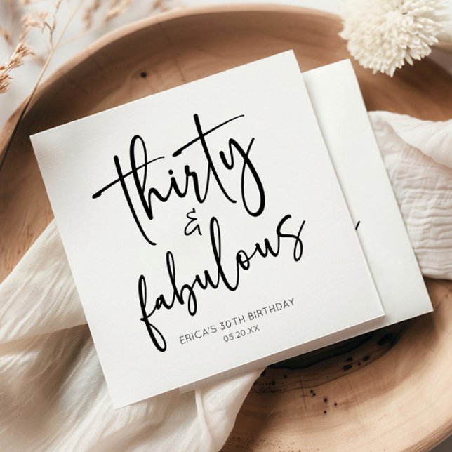 Thirty & Fabulous Minimalist 30th Birthday Party Napkins (Creator Uploaded)