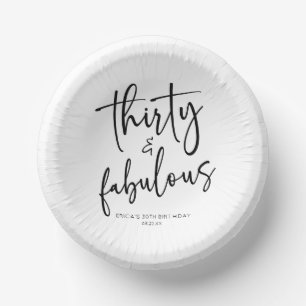 Thirty & Fabulous Minimalist 30th Birthday Party Paper Bowls