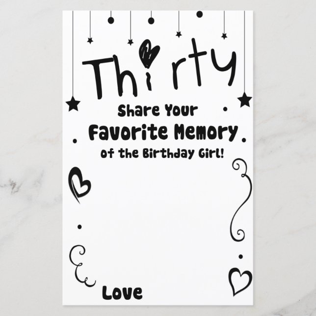 Thirty Favorite Memory of the Birthday Girl (Front)