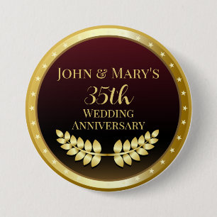Thirty Fifth Wedding Anniversary Gold Medal Button