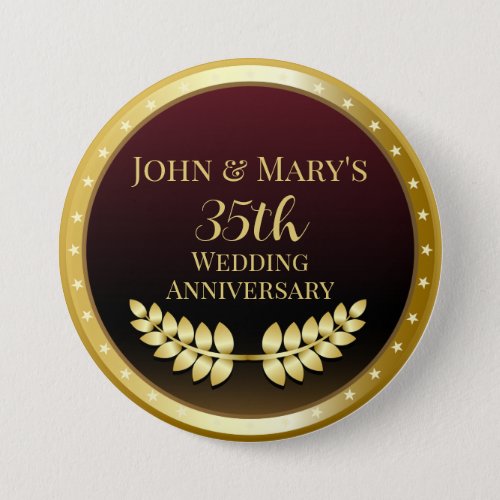 Thirty Fifth Wedding Anniversary Gold Medal Button