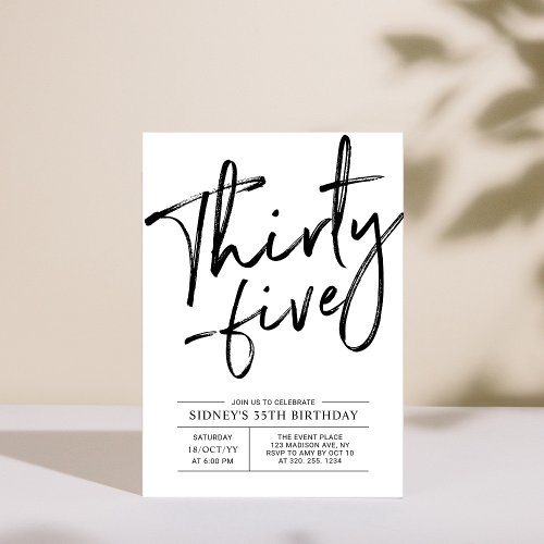 Thirty Five Modern 35th Birthday Party Invitation