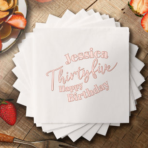 Thirty five script 35th Birthday custom rose gold Foil Napkins