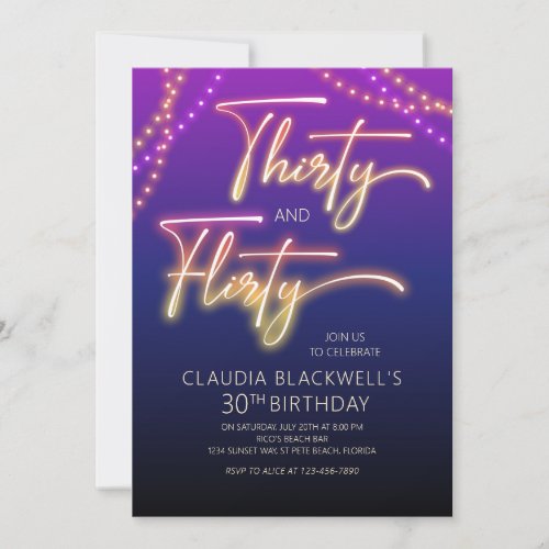 Thirty Flirty 30th Birthday Invitation