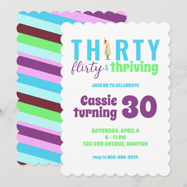 Thirty Flirty and Thriving 30th Birthday Invitatio Invitation (Front/Back)