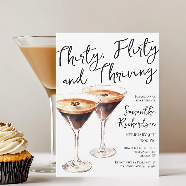 Thirty Flirty and Thriving Cocktail 30th Birthday Invitation (Thirty Flirty and Thriving Cocktail 30th Birthday Invitation)